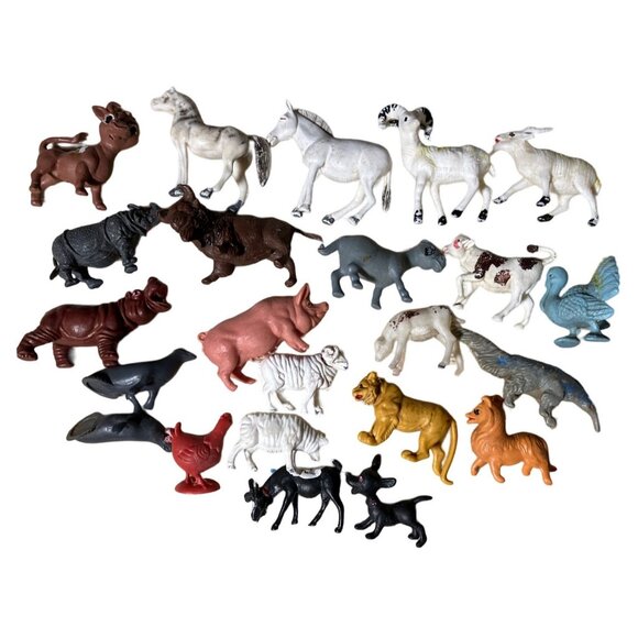 Toy Animal Lot  23 animals Made in Hong Kong - Picture 1 of 12
